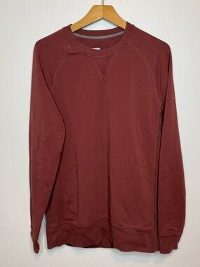 Myles Apparel Fleece Raglan Crewneck Sweatshirt Rust Red Maroon Ribbed Side